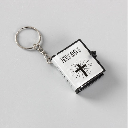 Mini Holy Bible Keychain Religious Christian Jesus Metal/Leather