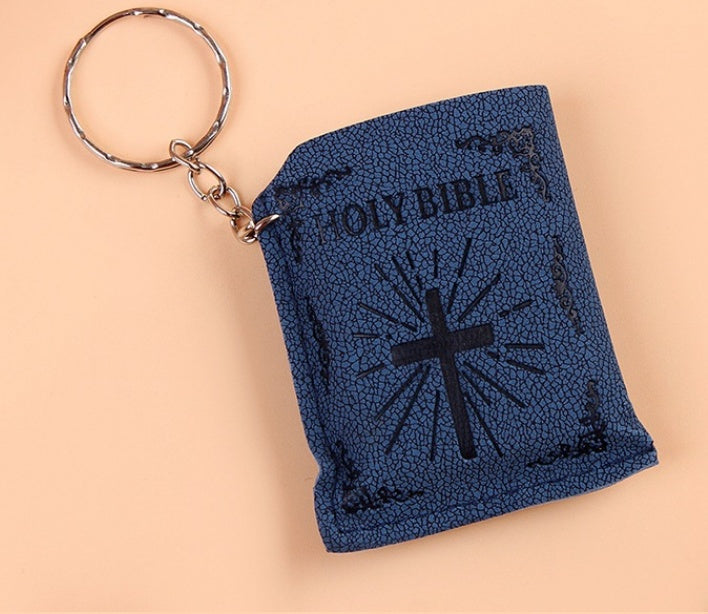 Mini Holy Bible Keychain Religious Christian Jesus Metal/Leather