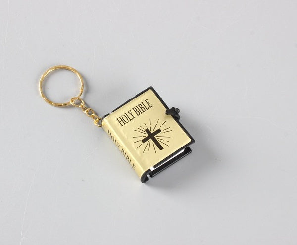 Mini Holy Bible Keychain Religious Christian Jesus Metal/Leather