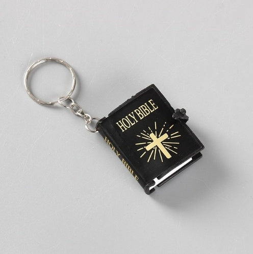 Mini Holy Bible Keychain Religious Christian Jesus Metal/Leather