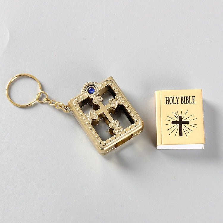 Mini Holy Bible Keychain Religious Christian Jesus Metal/Leather