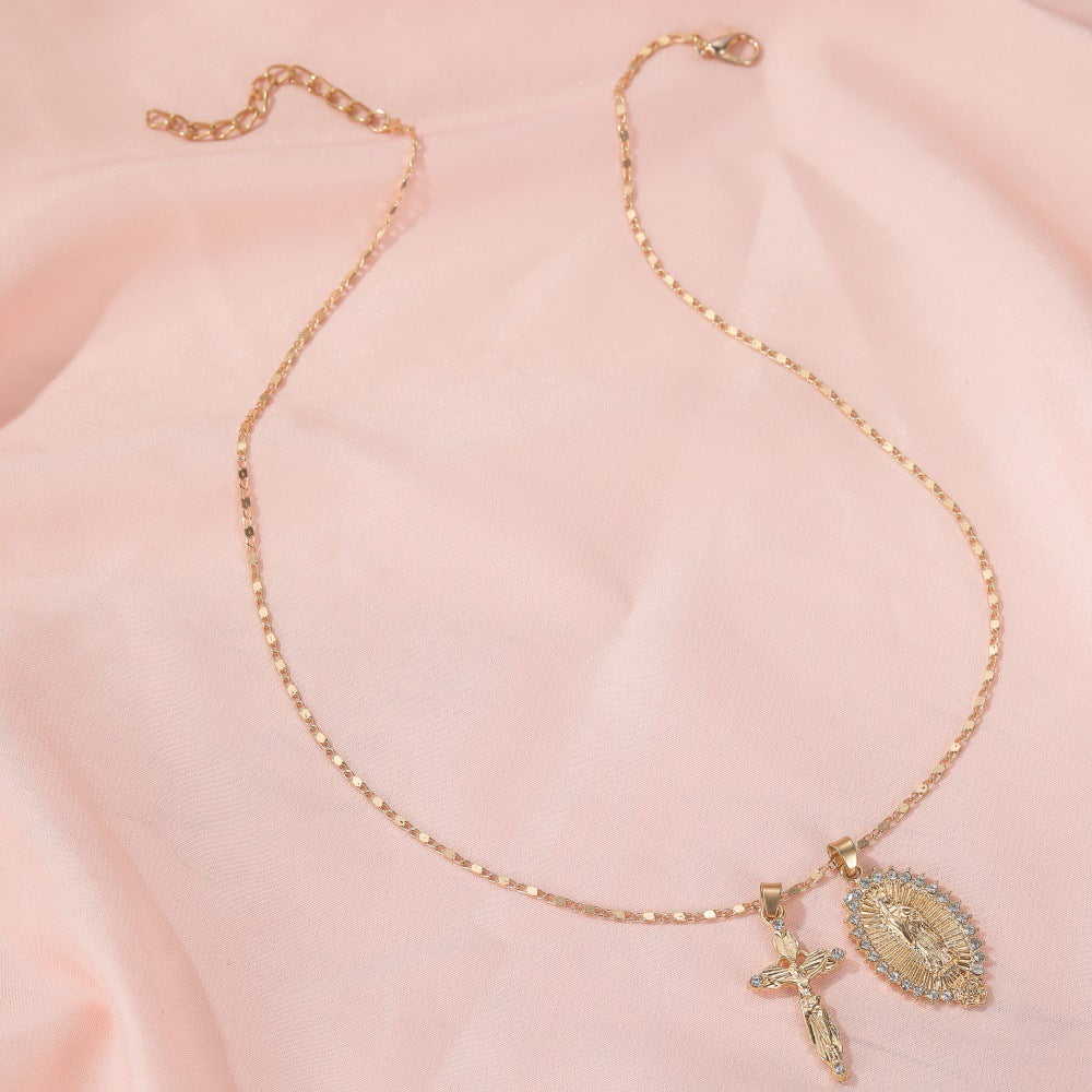 Catholic Crucifix Christian Cross Necklace Virgin Mary