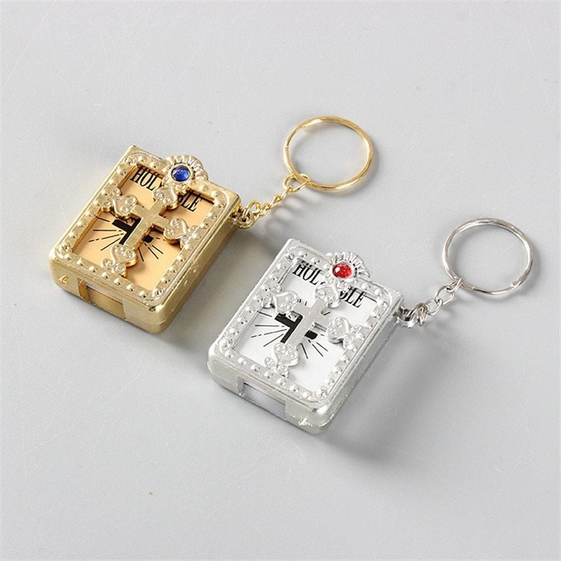 Mini Holy Bible Keychain Religious Christian Jesus Metal/Leather