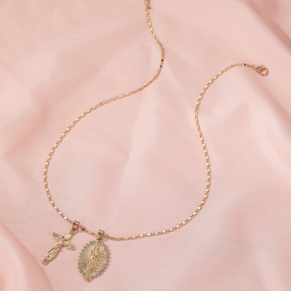 Catholic Crucifix Christian Cross Necklace Virgin Mary