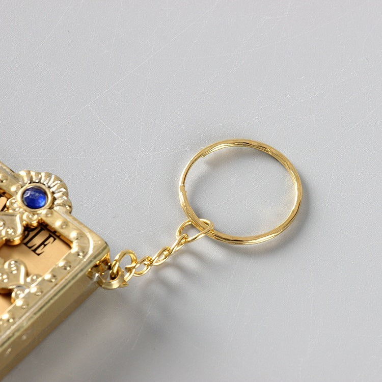 Mini Holy Bible Keychain Religious Christian Jesus Metal/Leather