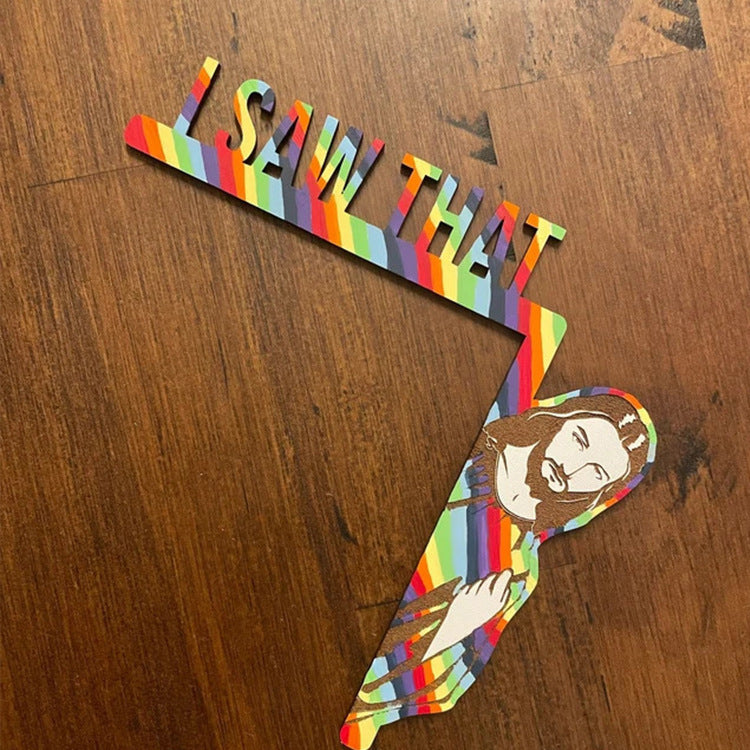 Wooden Door I Saw That Jesus Head Funny Home Decor Frame Ornament