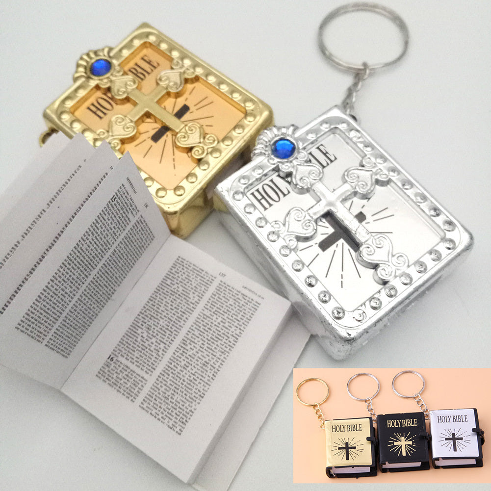 Mini Holy Bible Keychain Religious Christian Jesus Metal/Leather