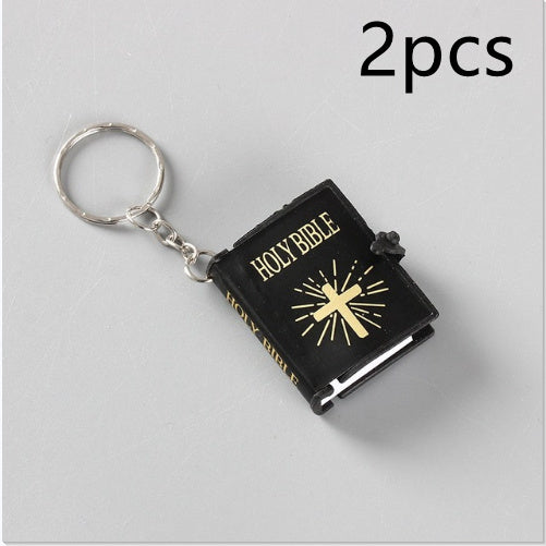 Mini Holy Bible Keychain Religious Christian Jesus Metal/Leather