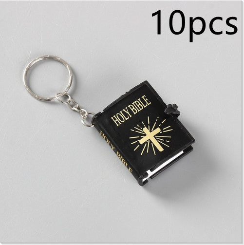 Mini Holy Bible Keychain Religious Christian Jesus Metal/Leather