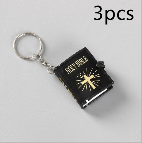 Mini Holy Bible Keychain Religious Christian Jesus Metal/Leather