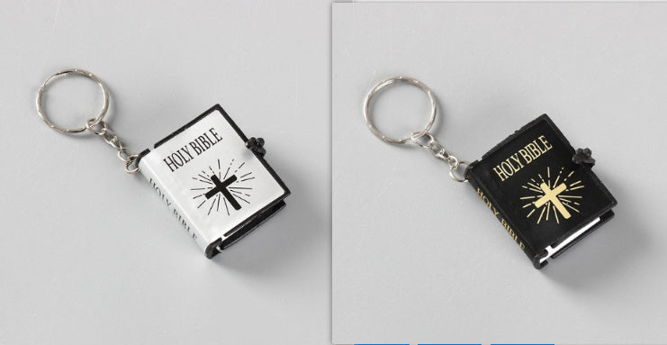 Mini Holy Bible Keychain Religious Christian Jesus Metal/Leather